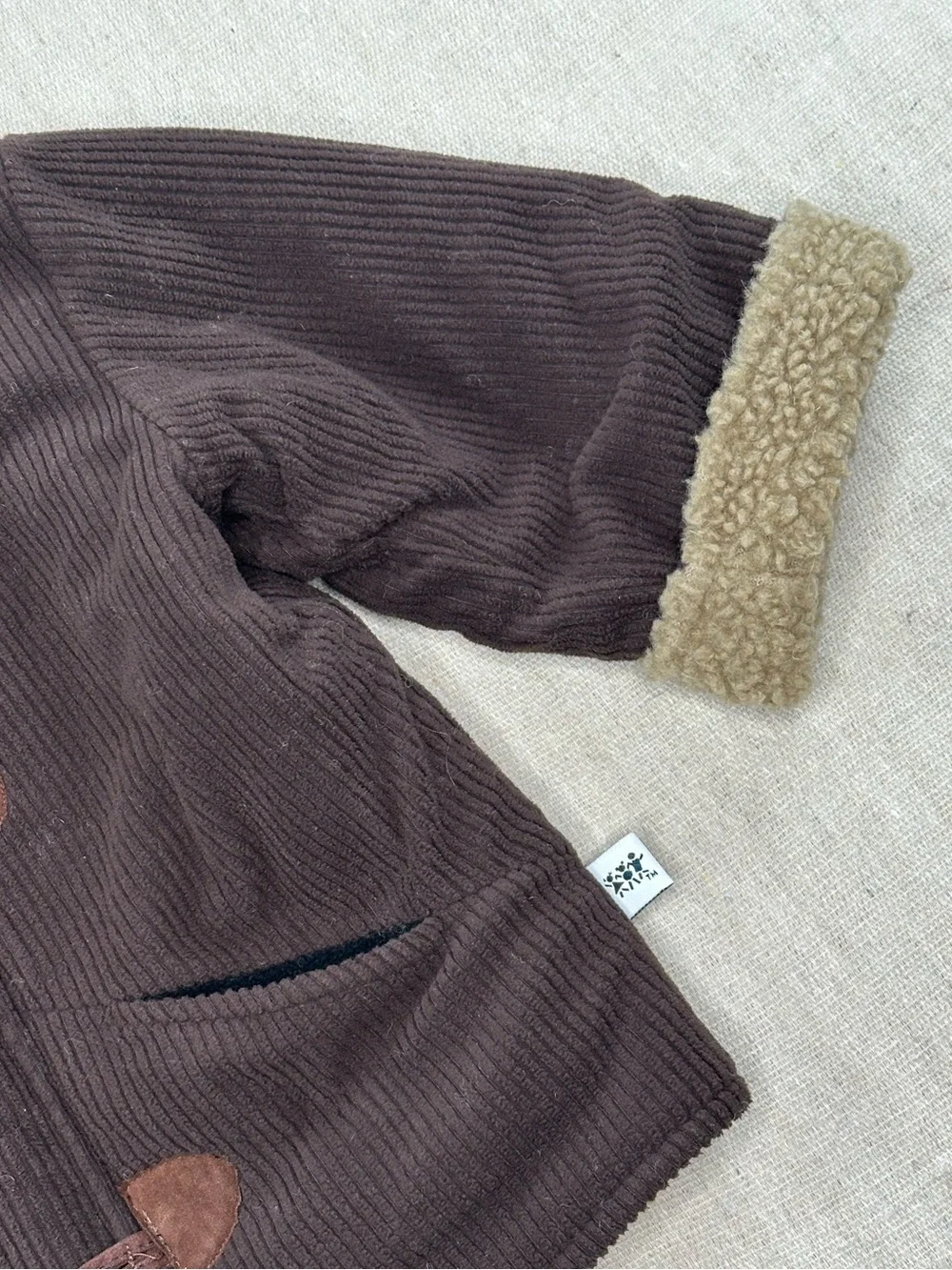 Corky & Company Vintage Kids Brown Corduroy Sherpa Lined Toggle Coat Jacket 4-5T